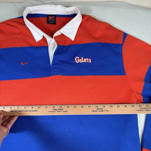VTG University of Florida Gators Color Block Striped Patch Nike Swoosh Rugby L - Picture 8 of 9